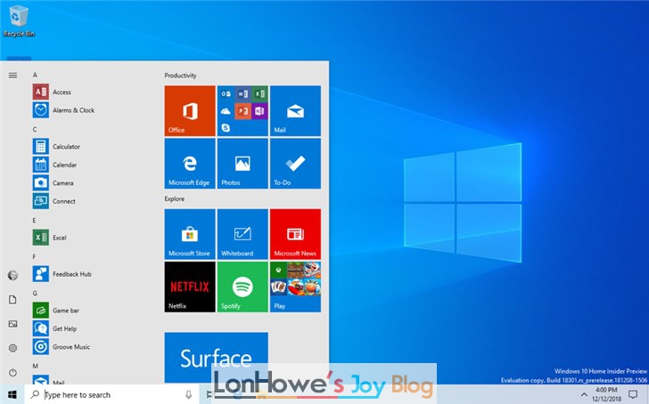 微软Windows 10 20H1快速预览版18950推送 - LonHowe Blog